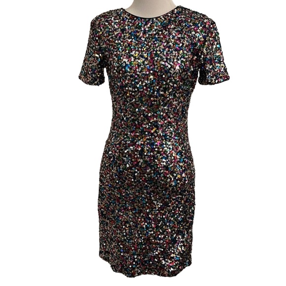 Dress the Population All Over Sequin Stretch Short Sleeve Party Dress